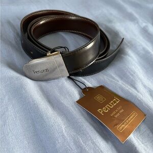 Peruzzi Black Genuine Italian Leather Belt NWT 110/125